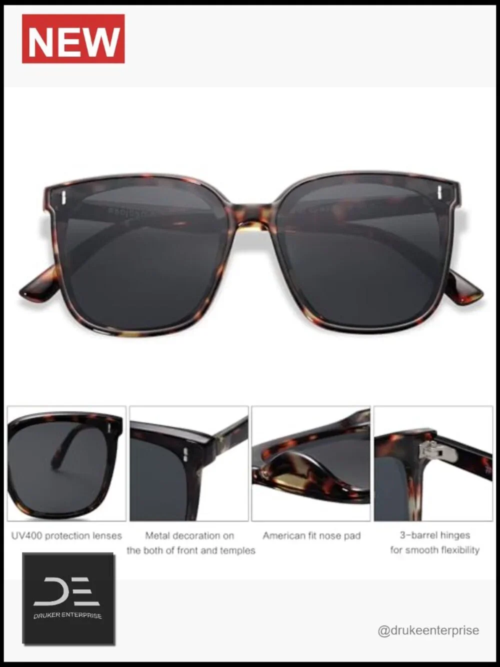 Vintage Style Square Sunglasses with UV400 Protection